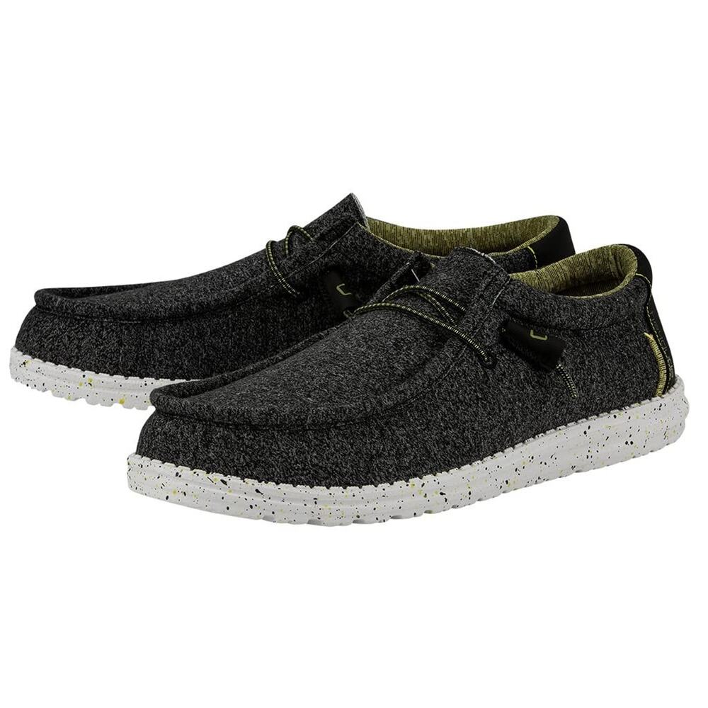 HEYDUDE Men's Wally Ascend Woven Stretch Slip-On Casual Shoes Black Size 8 M